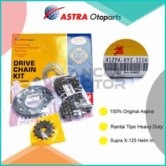 Aspira Gear Set Supra X 125 Helm In Gear Depan Belakang Rantai Motor 1