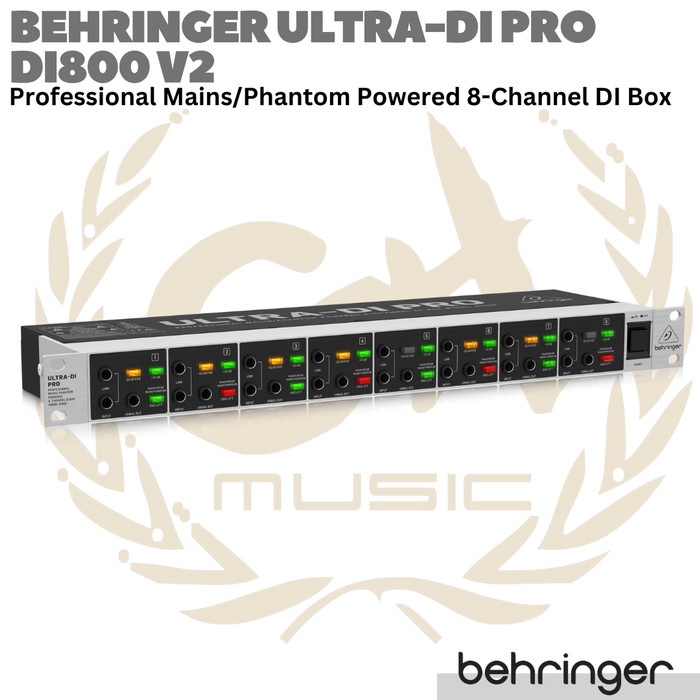 Behringer Ultra Di Pro Di800 V2 Phantom Powered 8 Channel Rack Di Box Original Dan Terpercaya