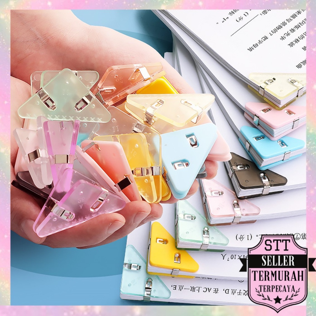 

STT Paper Clip Segitiga Warna-Warni Klip Sudut Penjepit Buku Akrilik Penjepit Kertas Binder Plastik Clips Book & Paper Corner Perlengkapan Kantor Sekolah