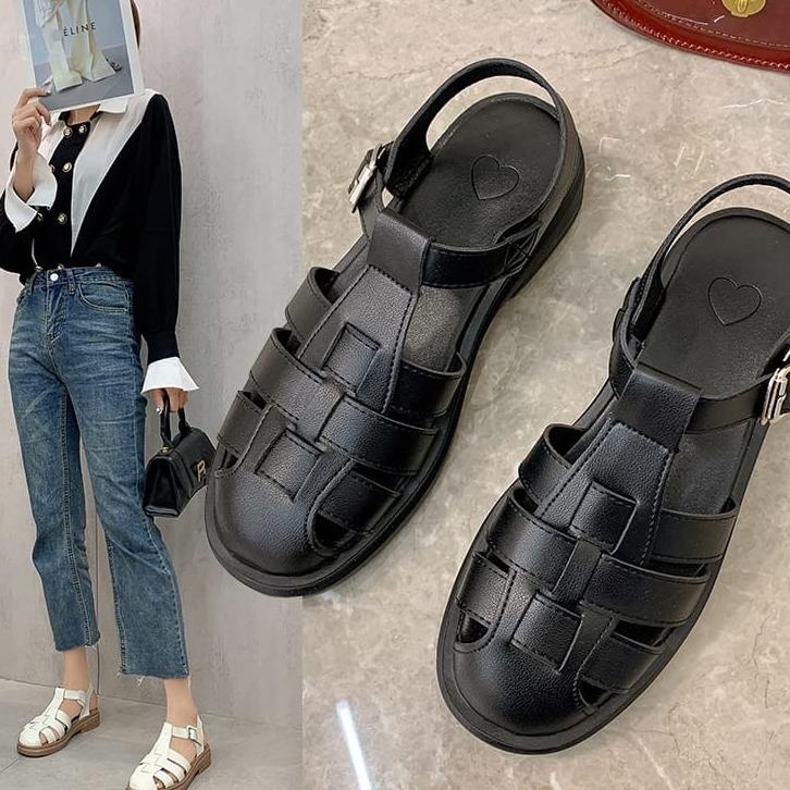Sn024 Sandal Tali Wedges Wanita Sandal Monolit Tali Belakang