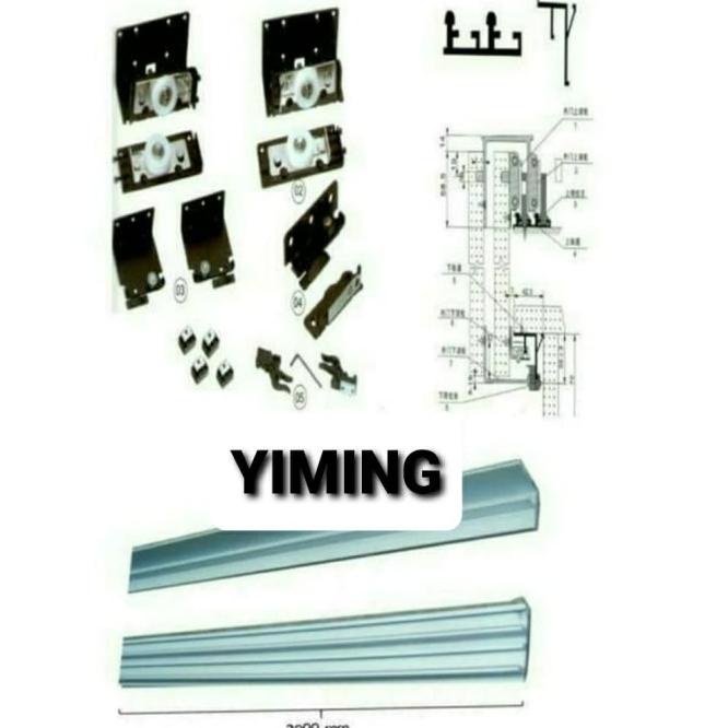 Roda Pintu Lemari + Rel Pintu ( Yiming ) 2 Meter