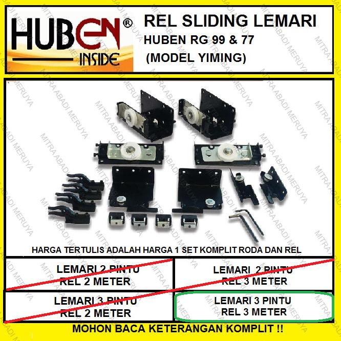 Huben Rg99 Rg77 3 Pintu 3 Meter Rel Sliding Lemari Rel Yiming