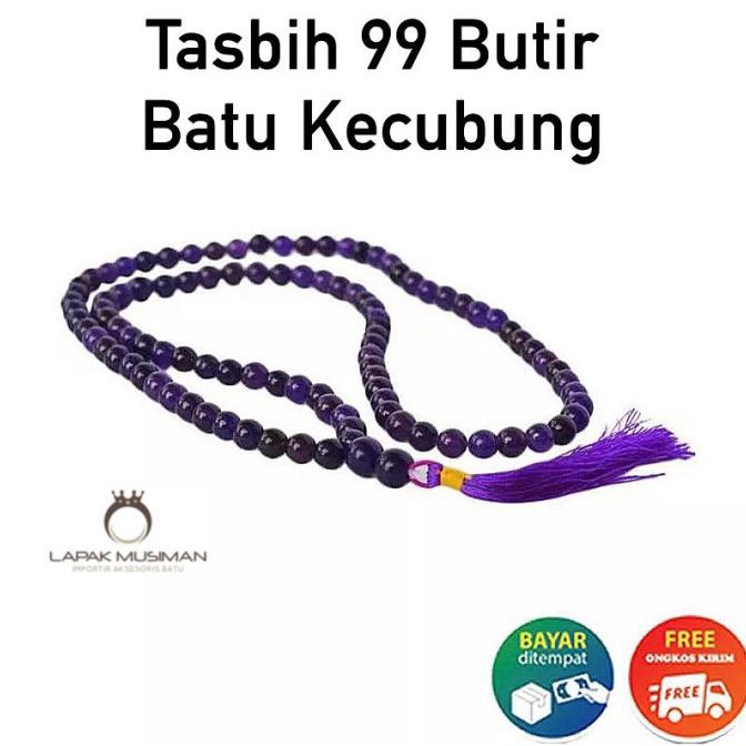 Tasbih Batu Kecubung Asli Kalimantan - Ungu