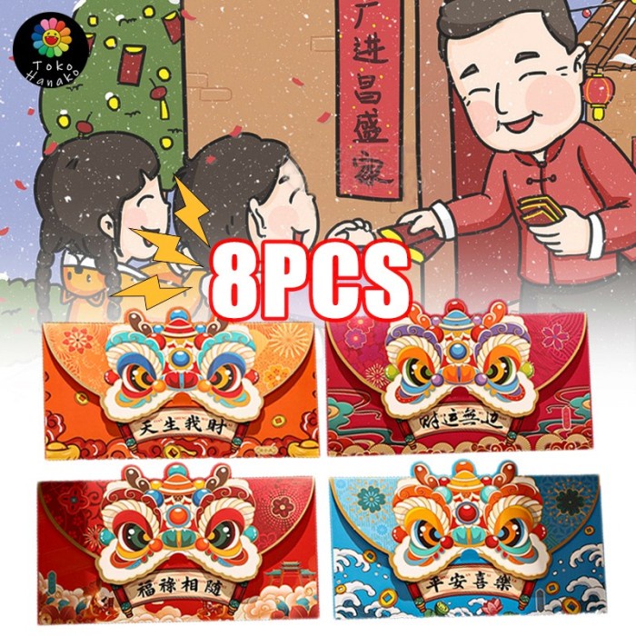 

New! Isi 8 Premium Angpao Naga 2024 3D Angpau Imlek Limited