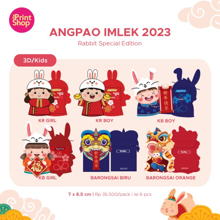 

New! Angpao Imlek 2023 Kelinci isi 6 pcs / Angapao Shio Kelinci Custom Nama - KR GIRL Limited