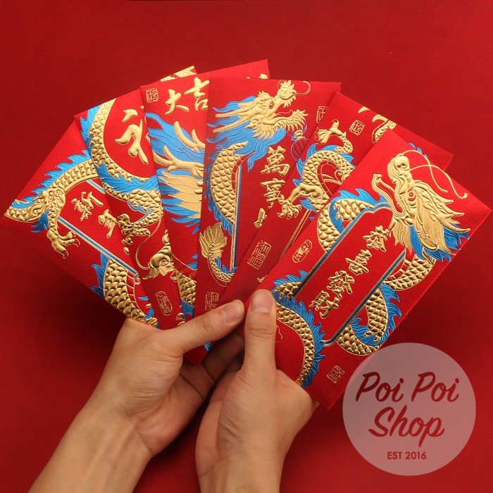 

New! Angpao Imlek Naga 2024 Angpau Panjang Glitter Biru HJ 3D Shio Grosir - GL. B. HTJ697 Limited