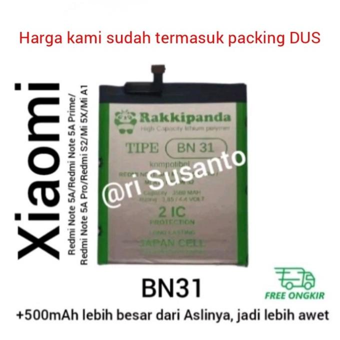 Miliki - Baterai Rakkipanda BN31 for Xiaomi Mi A1 Double Power Protection ..