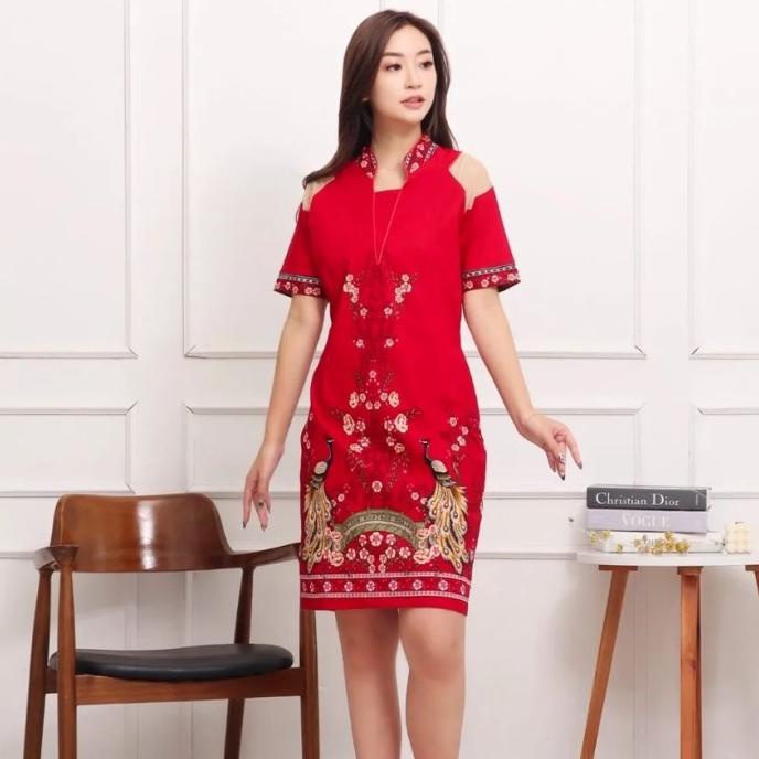 Cheongsam Dress/Dress Batik Jumbo/Batik Bigsize/Baju Imlek/ Original
