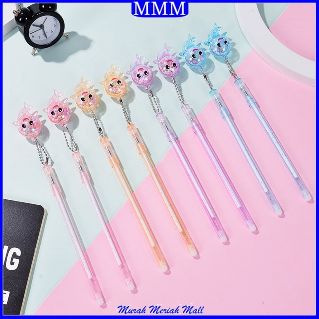 

MMM Pena Glitter Motif Shark Pulpen Gantung pom-pom Karakter Hiu Blue Ink Gel Bisa di Hapus Bolpen warna warni bola salju Cute Alat Tulis Sekolah Kantor Souvenir