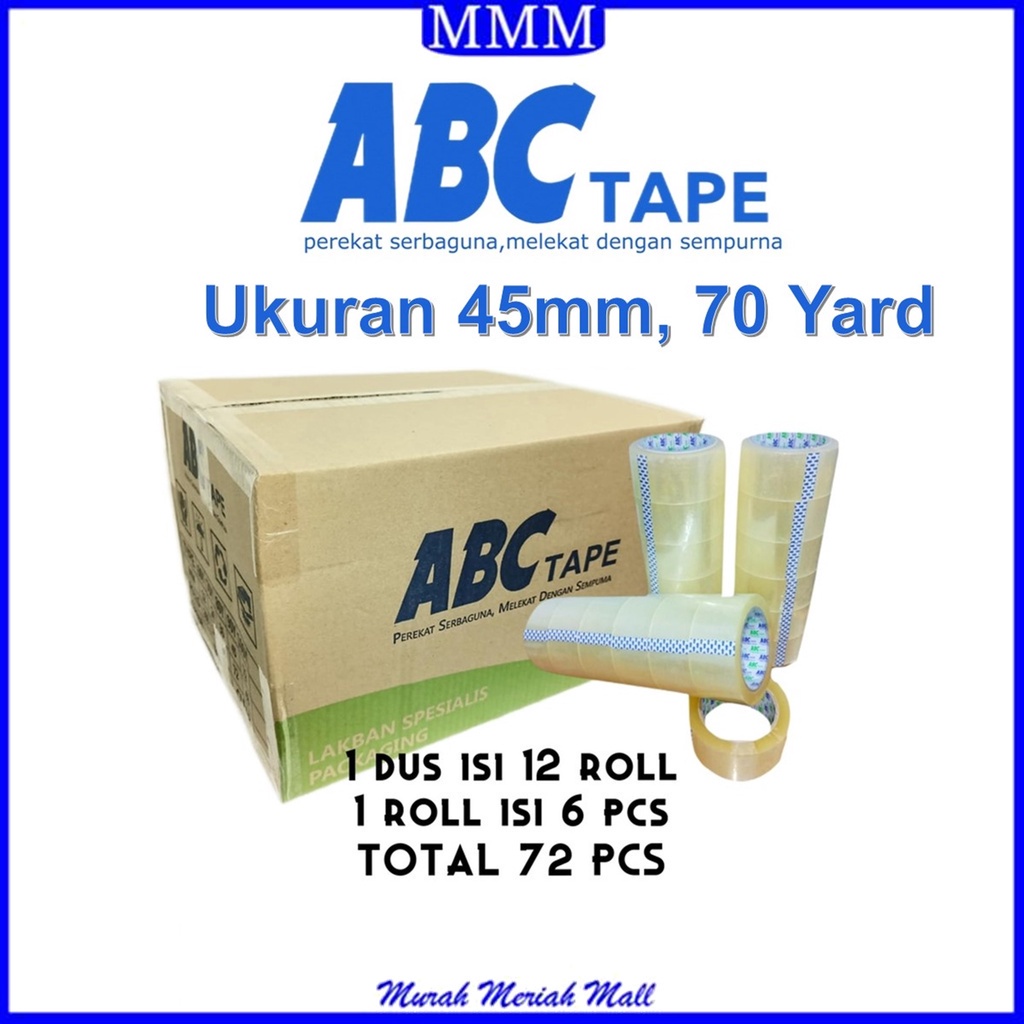 

MMM Lakban Bening ABC Meter Merk ABC 1Pcs 44mm TAPE Lakban Coklat