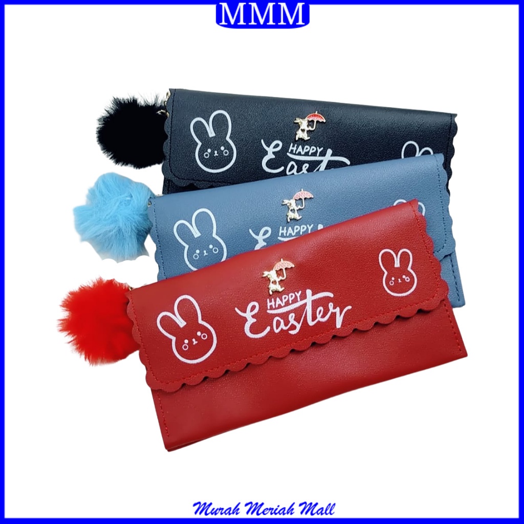 MMM Dompet Wanita Panjang Kelinci 079 Free Pompom Dompet Panjang Korea Dompet Lipat Fashion