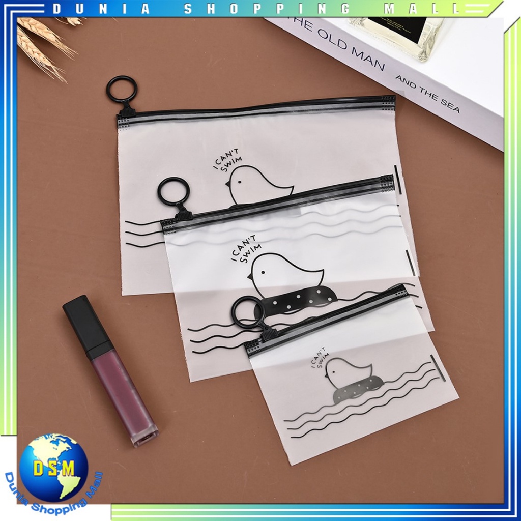 

DSM Zipper Bag Organizer Transparan Doff Motif Bunga Daisy Pouch Masker Transparan Karakter Little Chick Zipper Lock Tempat Pensil Wadah Kosmetik Masker Serbaguna