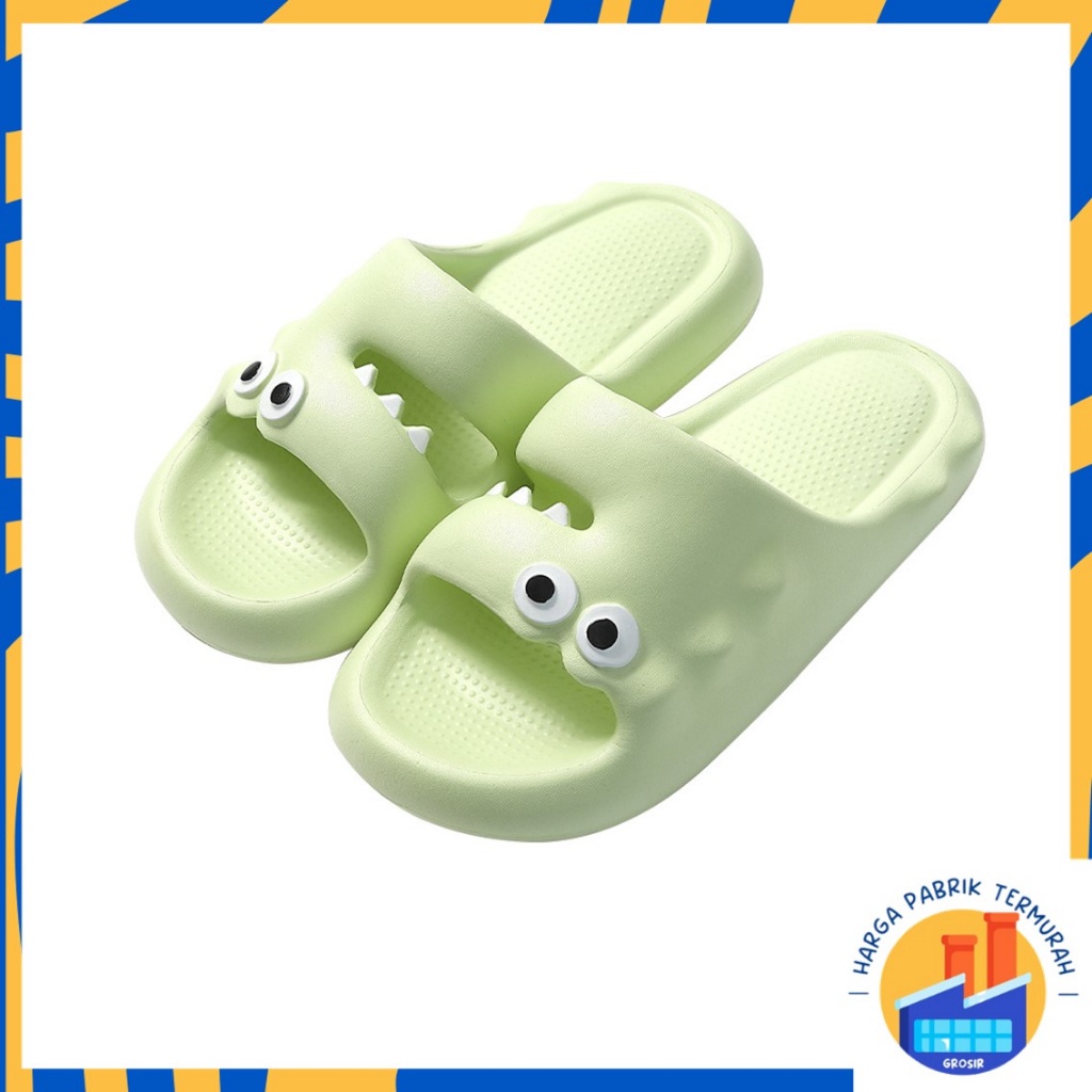 HPT Sandal Selop Unisex Cute Crocodile 6849 Sendal Rumahan Cewek Cowok Motif Buaya Bahan Karet Tebal