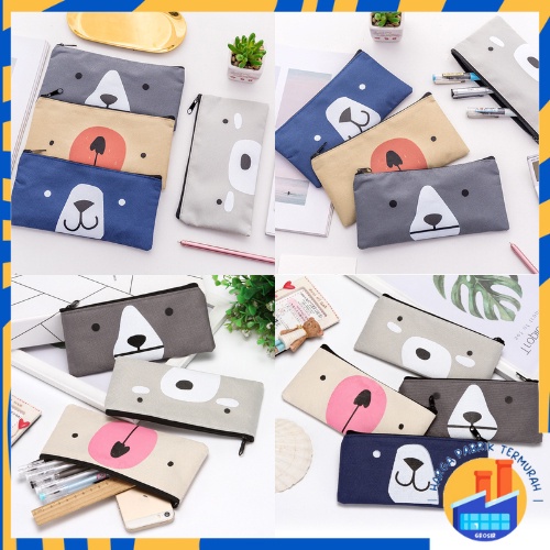 

HPT Tempat Pensil Pulpen Kain Kanvas Karakter Hewan Lucu Kotak Pensil Serbaguna Motif Animal Dompet pouch make up kosmetik wanita
