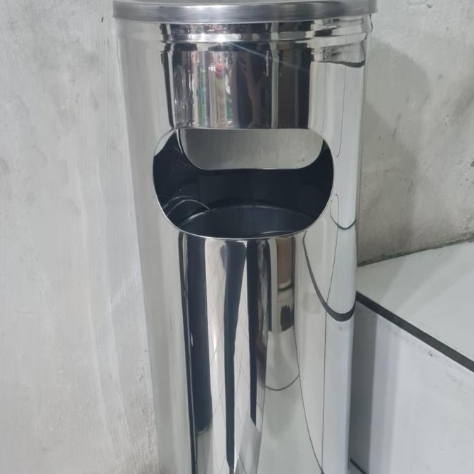 Tempat Sampah Asbak Stainless Besar Tong Sampah Stainless 24X60