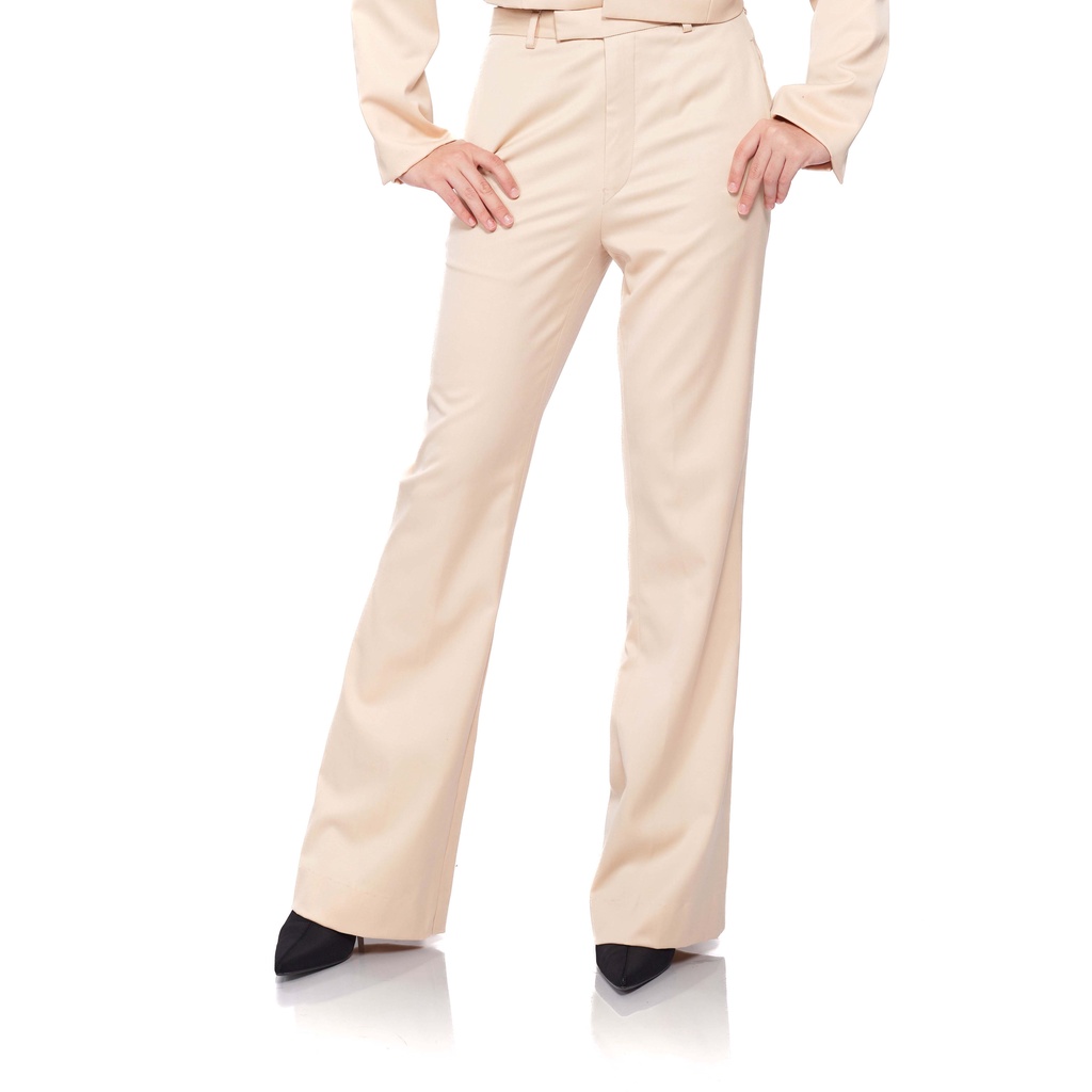 Hartono Gan Cream Wool Flare Trousers