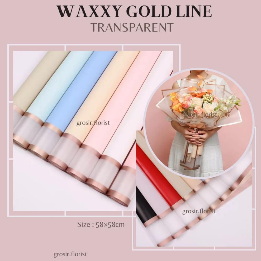 

Ready!!!(COD) TERLENGKAP WAXXY GOLD LINE TRANSPARENT/ GOLD LINE DOUBLE FRAME LIST WRAPPING PAPER BUKET BUNGKUS HAMPERS CELLOPHANE WATERPROOF