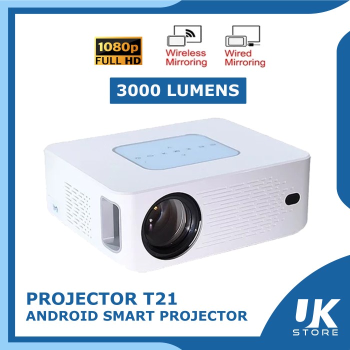 Projector T21 Android 3000 Lumens LCD Smart Projector Support 1080P