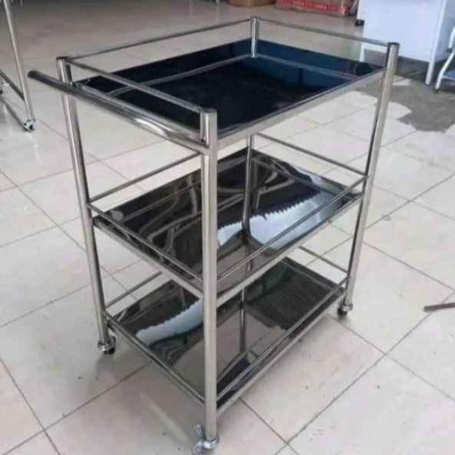 Trolley Insturment 3 Susun | Meja Instrumen 3 Susun Stainless Steel