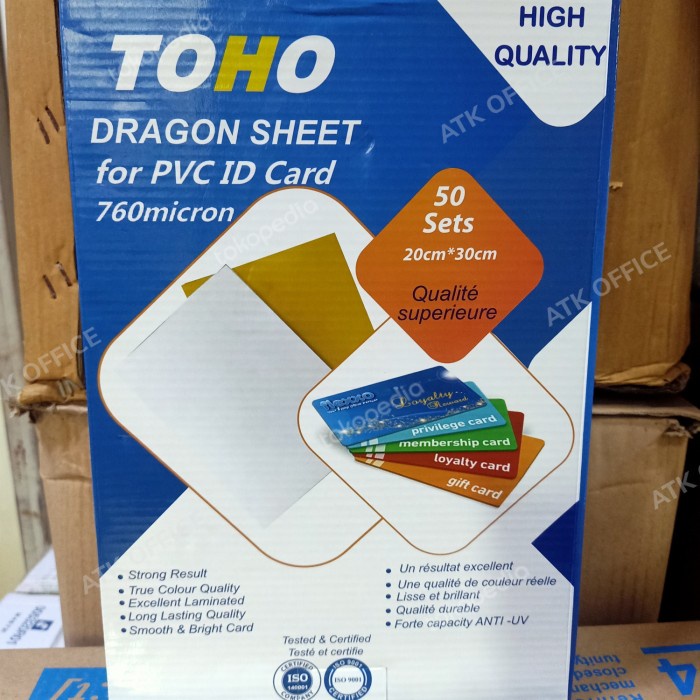 

Pvc id card A4 isi 50 Sheet 760 Micron TOHO