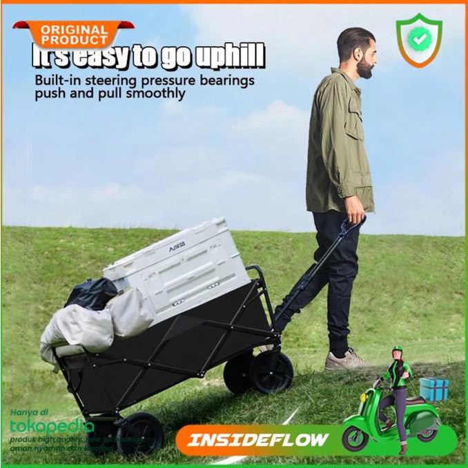 Troli Gerobak Dorong Boot Camp Trolley Oxford Portable Lipat Outdoor