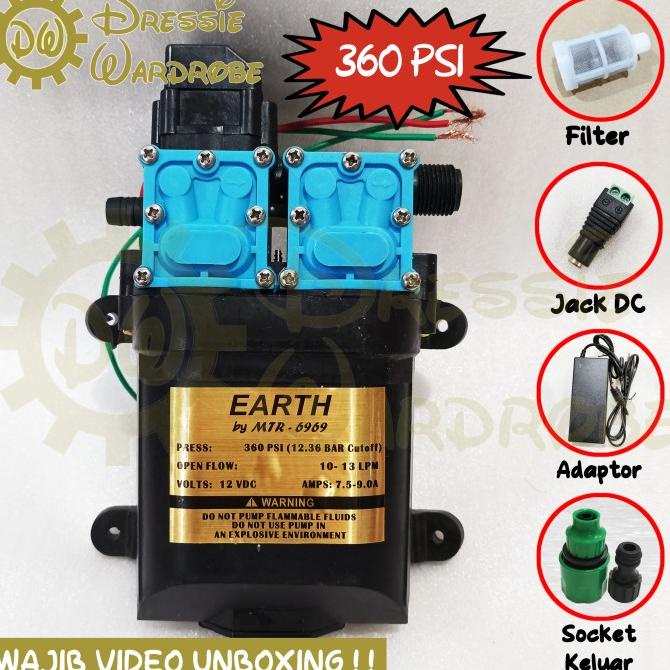 Paket Pompa DC Dinamo Double Dual Pump Komplit Adaptor Socket Keluar