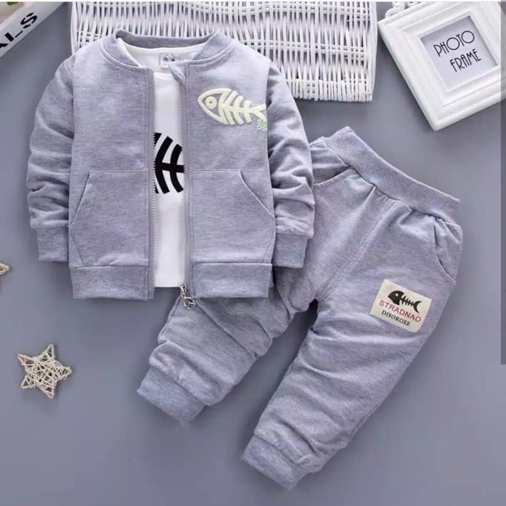 Promo Mega Sale 1.1 // JAKET SLETING ANAK DALAMAN KAOS ANAK (3 IN 1) MOTIF FOSIL IKAN 1-5 TAHUN