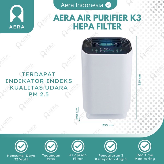 Aera Air Purifier K3 Hepa Filter Penyaring Pembersih Udara Ruangan
