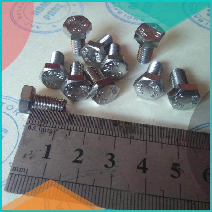 Baut Stainless / Hex Bolt Ukuran M8 x 12 atau Baut 12 panjang 1,2cm 16