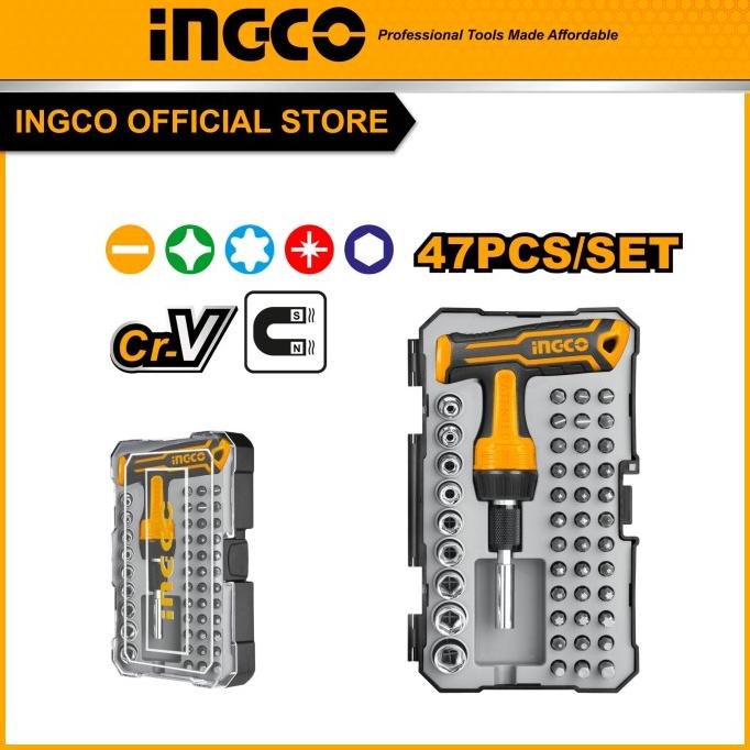 47-Pcs T-Handle Wrench Screwdriver Set / Obeng T INGCO - HKSDB0478