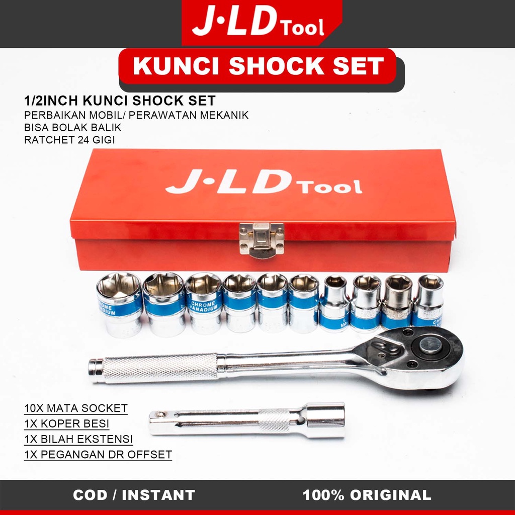 JLD 12pcs Kunci Shock Rachet 24gigi 1/2inch kunci shock 1 set kunci shock jld set CR-V kunci shock 1