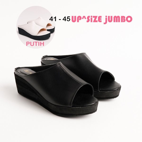 Wedges Wanita Big Size Jumbo - Sandal Wedges Kulit - Selop Wedges