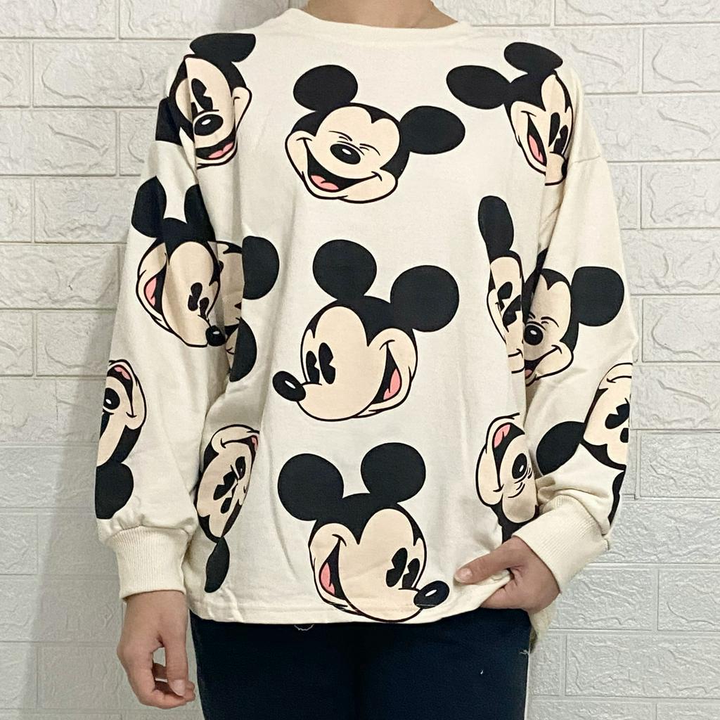 [AMAZED PEOPLE] Sweater Crewneck Oversized Mickey Mouse Atasan Wanita