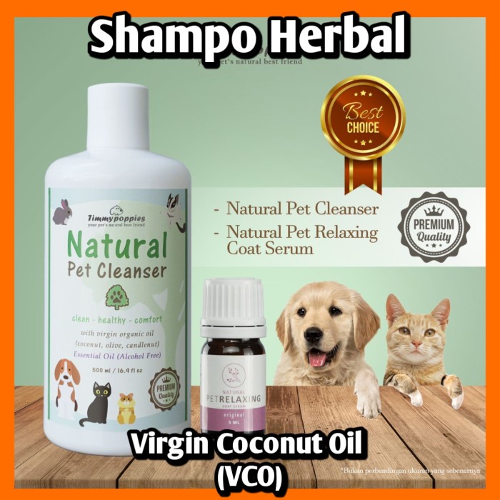 

Shampoo anjing kucing herbal timmy poppies virgin coconut oil VCO