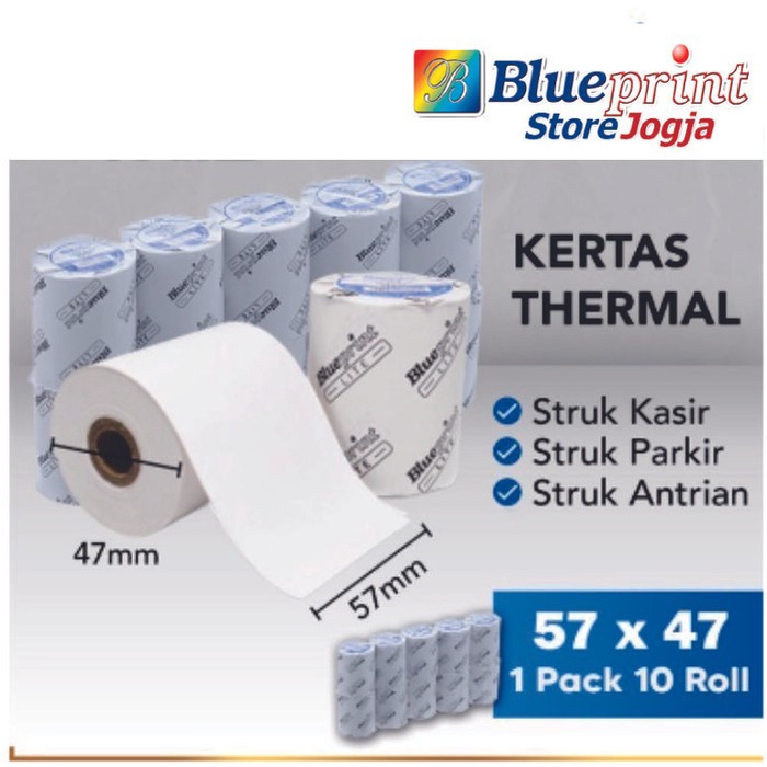 

%$%$%$%$] Kertas Thermal Struk Kasir Blueprint Lite 57x47 57x48 - 1 Pack 10 Roll