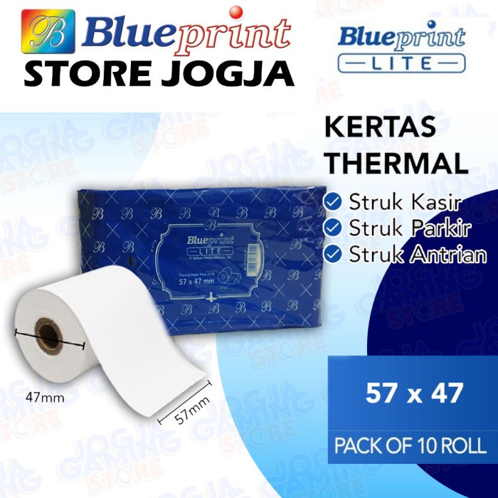 

#@#@#@#@] Kertas Thermal Struk Kasir Blueprint Lite 57x47P - 1 Pack 10 Roll