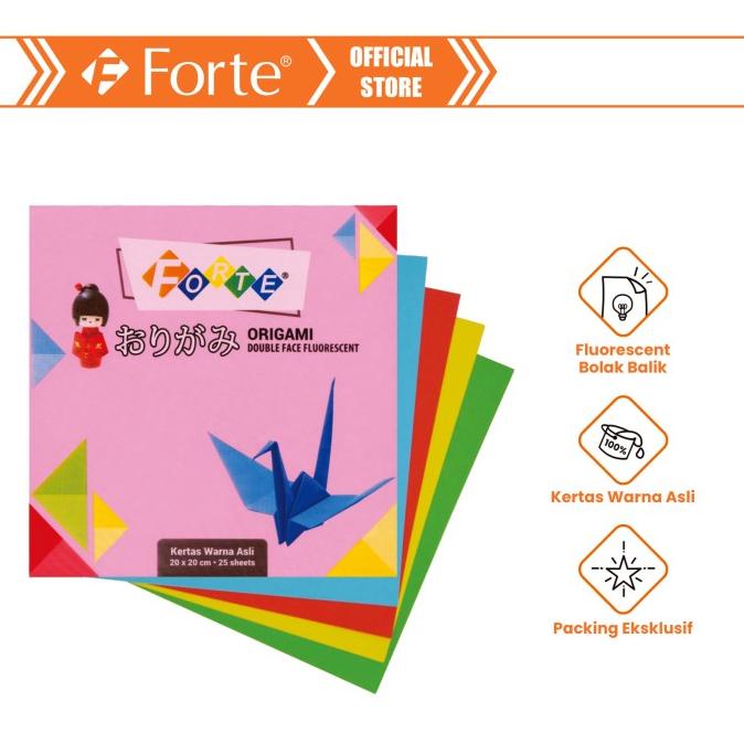 

[Forte] Origami Kertas Lipat Warna 2 Sisi 20 X 20 Cm - 25 Lembar
