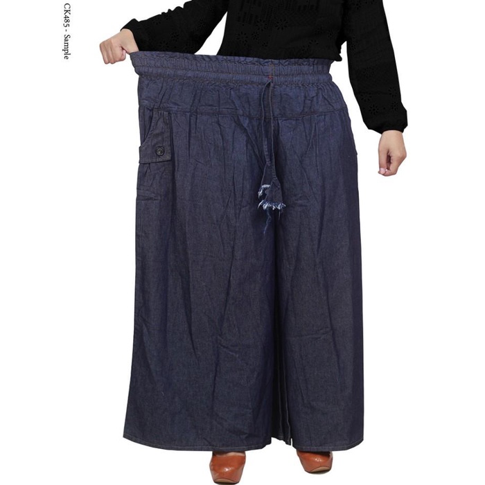 BISA COD - CELANA PANJANG KULOT WANITA MUSLIMAH JUMBO BAHAN JEANS GROSIR - SH25