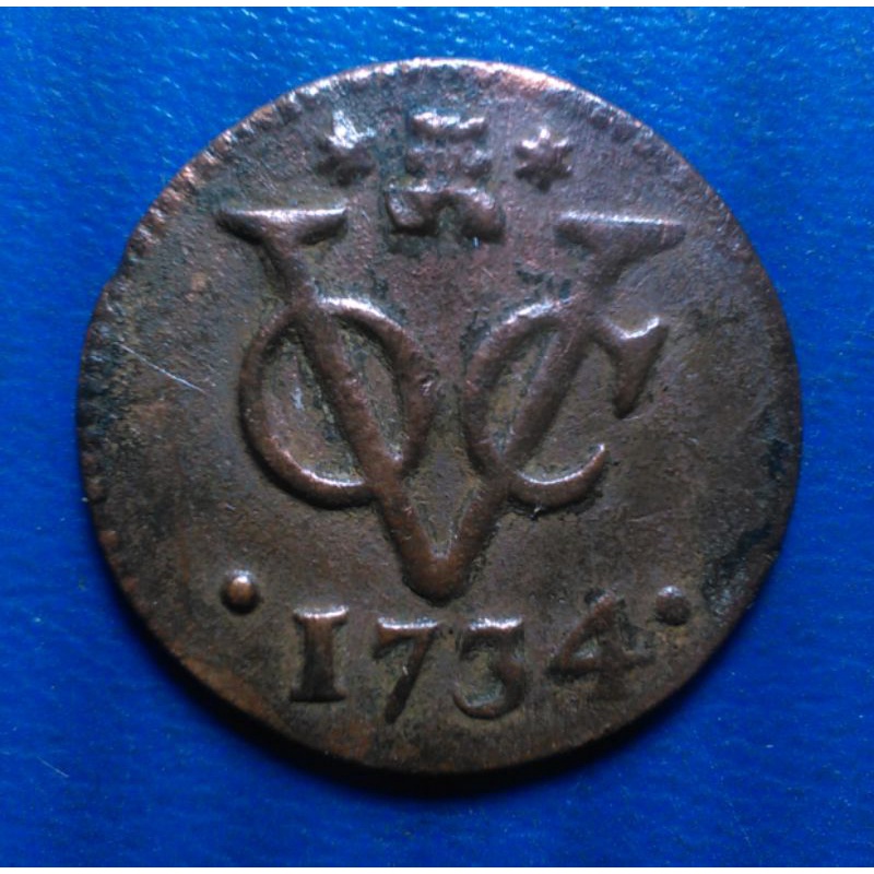 Koin VOC 1 Duit Zeeland 1734