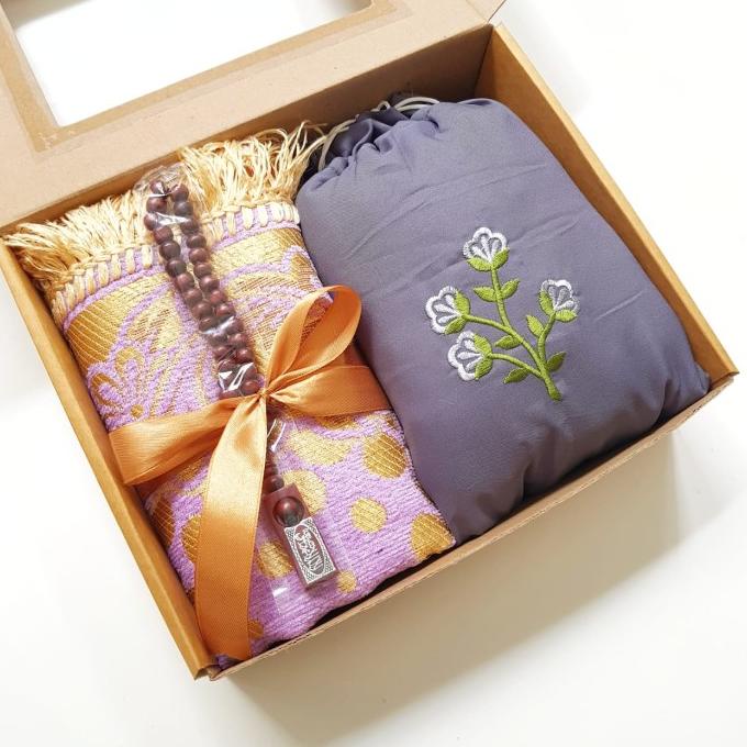 [Barmu] Paket Mukena Dan Sajadah Turki Packing Box Kado Guru Hadiah