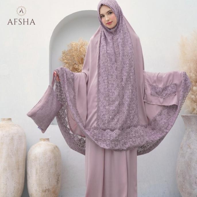 Mukena Renda Zara Silk Premium Pouch Dan Sajadah Afsha Hampers