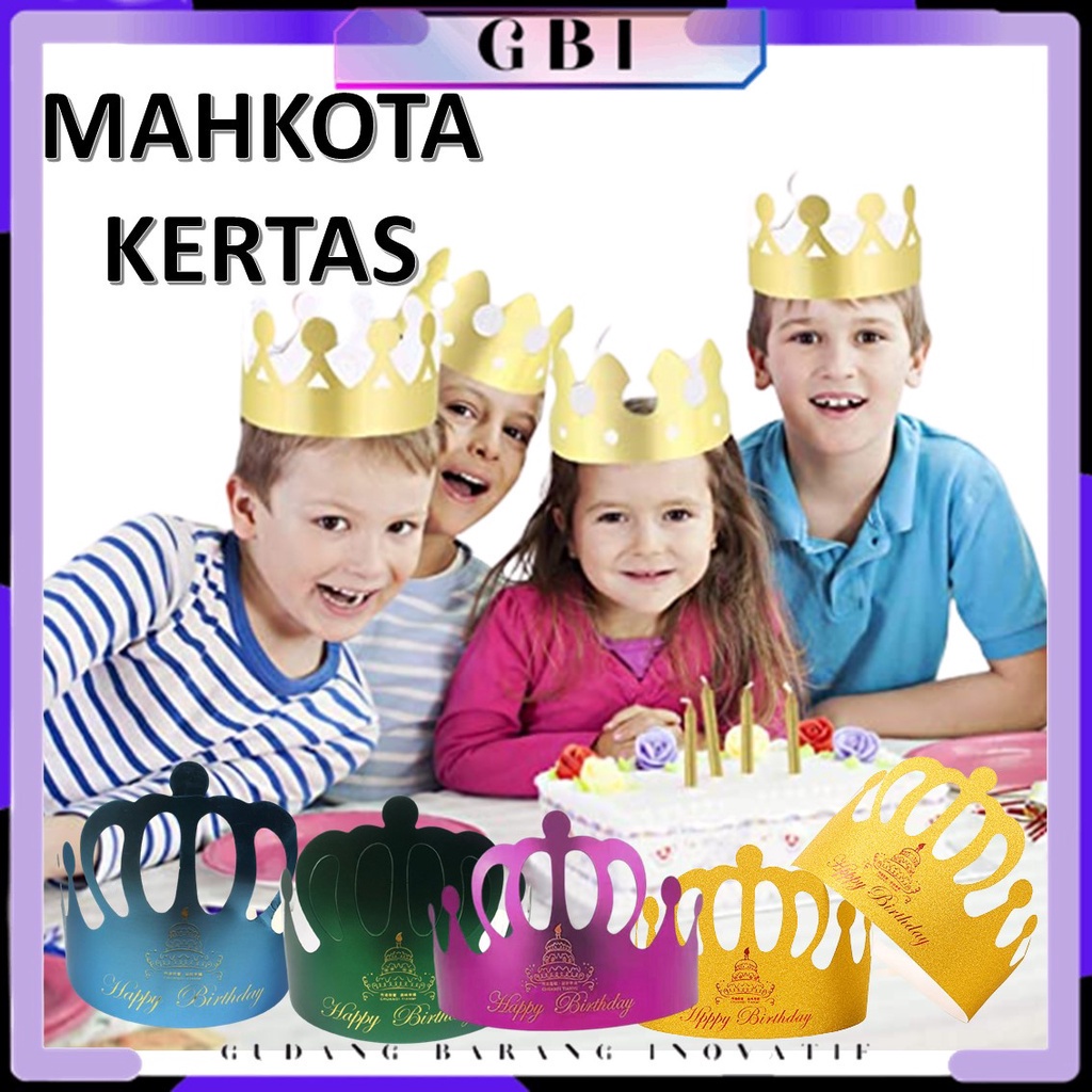 GBI Topi Mahkota Ulang Tahun Anak-anak Karton Emas Dewasa Dekorasi Ulang Tahun Topi Ulang Tahun Hias