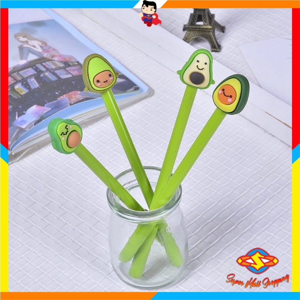 

SMS Pena Karakter Alpukat Lucu Pulpen Tinta Gel Cair Motif Avocado Unik Alat Tulis Kantor Sekolah Stationary Murah Import