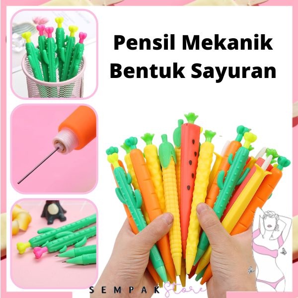 

SS Pensil Mekanik Bentuk Sayuran Mechanical Pencil Vegetables Aesthetic Fancy Wortel Corn Alat Tulis Anak Sekolah Murah