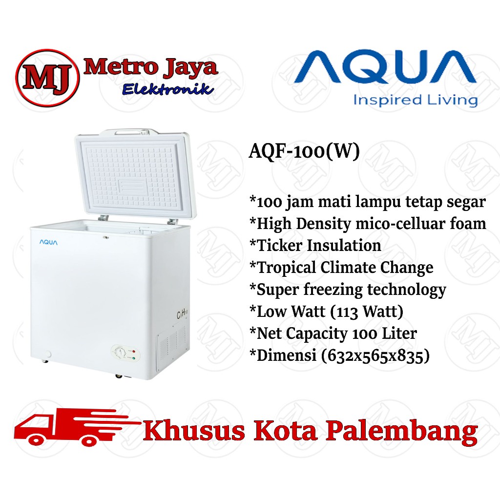 Chest Freezer AQUA AQF-100(W) 100 Liter AQF 100 W Freezer Box AQUA