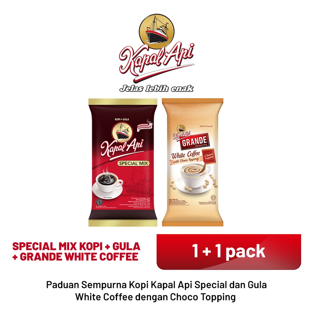

KAPAL API Special Mix 1 Pack + 1 Pack Grande White Coffee Topping