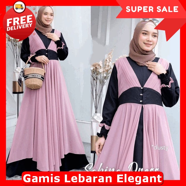 Gamis Ceruty Babydoll Premium Jumbo Bsju Lebaran Import Elegan Gamis Bahan Ceruti Premium Terbaru Gs