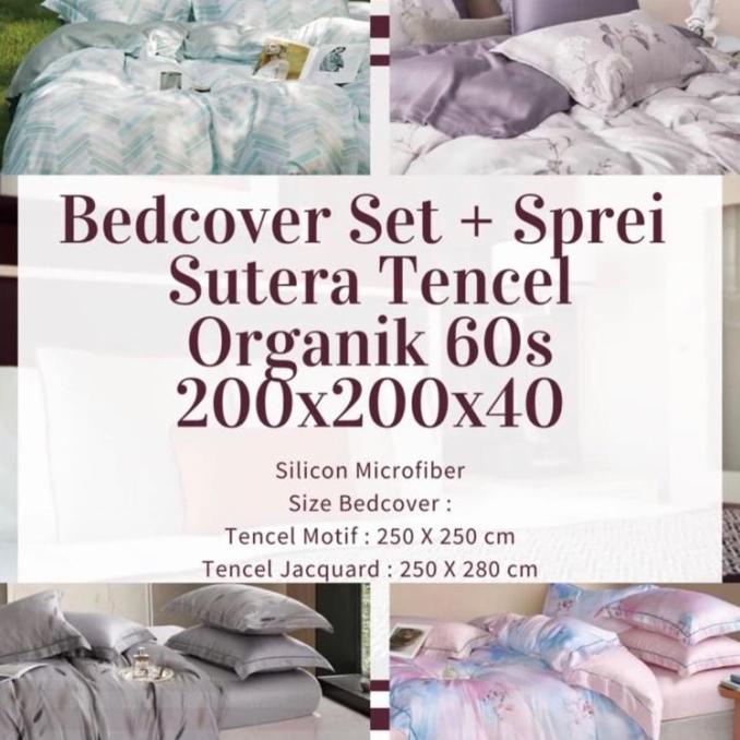 Bedcover Set + Sprei Sutera Tencel Uk 200X200 Tinggi 40 Jacquard Rrosalyn.Olstore