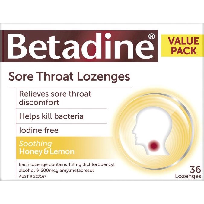 Betadine Sore Throat Lozenges Soothing / Pelega Tenggorokan Import