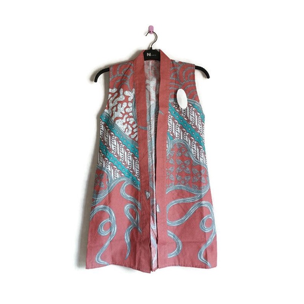 ONE SET ROMPI BATIK OUTER TANPA LENGAN WANITA VEST BATIK BLAZER BATIK KANTORAN